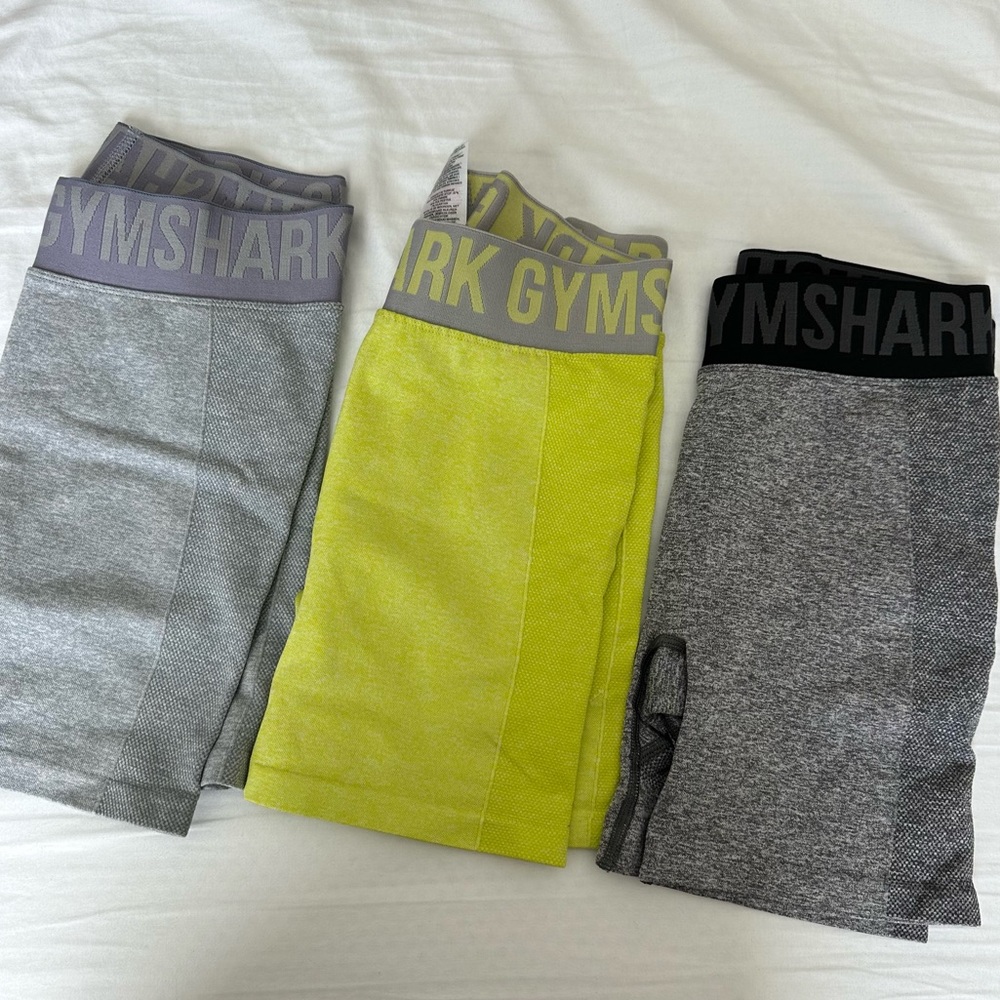 Gymshark flex shorts small - light grey, lime, dark grey